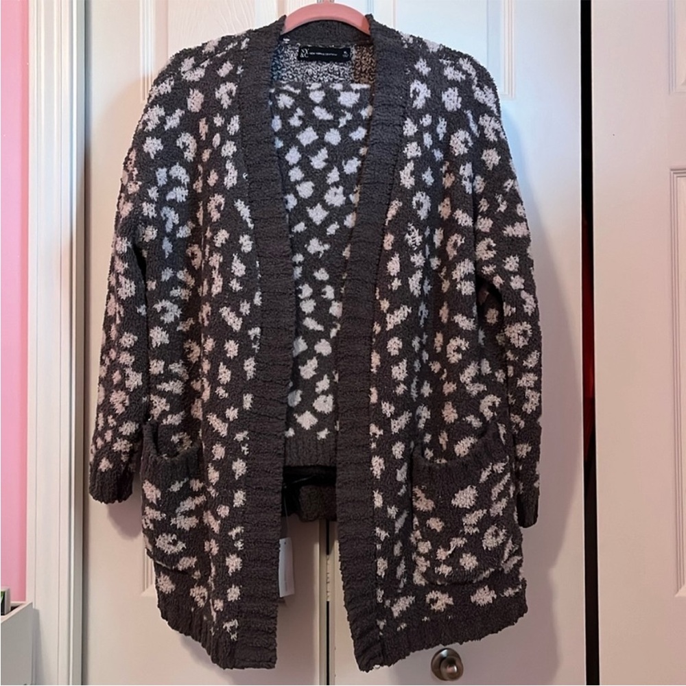 Soft leopard print cardigan with matching pants